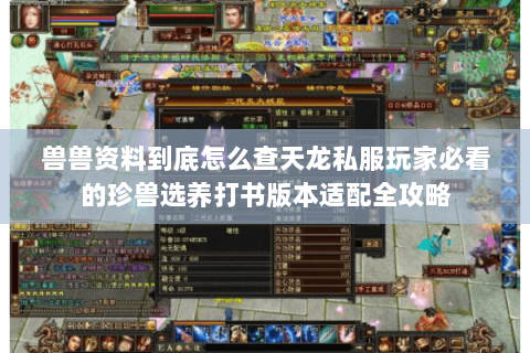 兽兽资料到底怎么查天龙私服玩家必看的珍兽选养打书版本适配全攻略 兽兽资料到底怎么查天龙私服玩家必看的珍兽选养打书版本适配全攻略