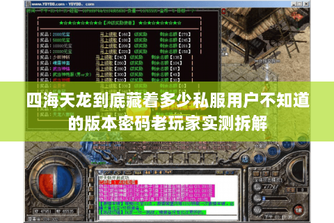 四海天龙到底藏着多少私服用户不知道的版本密码老玩家实测拆解 四海天龙到底藏着多少私服用户不知道的版本密码老玩家实测拆解