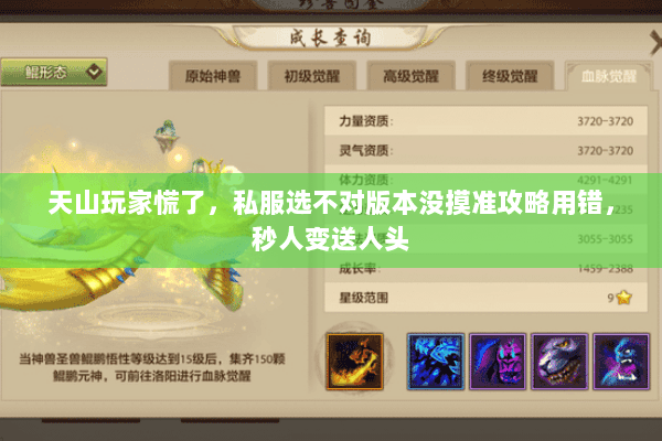 天山玩家慌了,私服选不对版本没摸准攻略用错,秒人变送人头 天山玩家慌了,私服选不对版本没摸准攻略用错,秒人变送人头