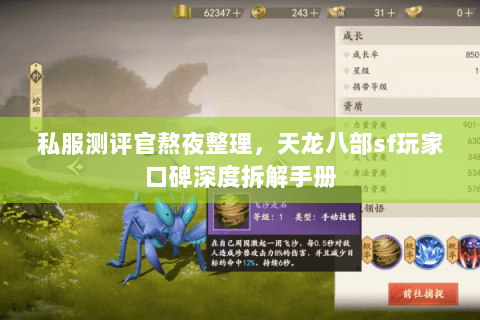 私服测评官熬夜整理,天龙八部sf玩家口碑深度拆解手册 私服测评官熬夜整理,天龙八部sf玩家口碑深度拆解手册