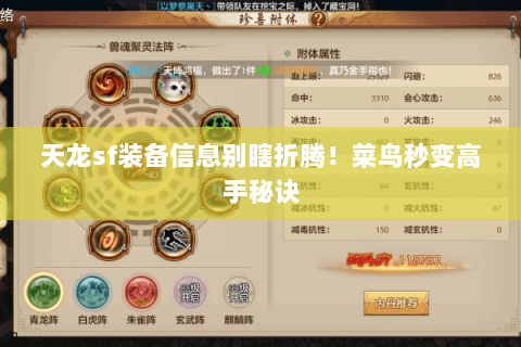 天龙sf装备信息别瞎折腾!菜鸟秒变高手秘诀 天龙sf装备信息别瞎折腾!菜鸟秒变高手秘诀