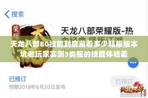 天龙八部80技能到底藏着多少私服版本坑老玩家实测3类服的技能体验差 天龙八部80技能到底藏着多少私服版本坑老玩家实测3类服的技能体验差