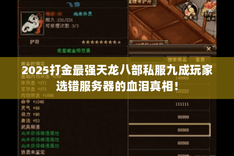 2025打金最强天龙八部私服九成玩家选错服务器的血泪真相! 2025打金最强天龙八部私服九成玩家选错服务器的血泪真相!