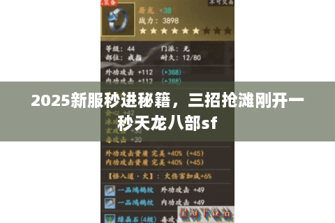 2025新服秒进秘籍,三招抢滩刚开一秒天龙八部sf 2025新服秒进秘籍,三招抢滩刚开一秒天龙八部sf