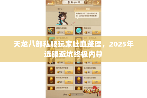 天龙八部私服玩家吐血整理,2025年选服避坑终极内幕 天龙八部私服玩家吐血整理,2025年选服避坑终极内幕