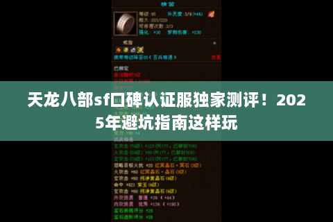 天龙八部sf口碑认证服独家测评！2025年避坑指南这样玩