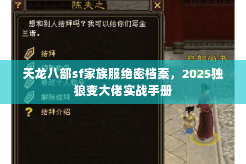 天龙八部sf家族服绝密档案,2025独狼变大佬实战手册 天龙八部sf家族服绝密档案,2025独狼变大佬实战手册