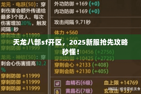 天龙八部sf开区,2025新服抢先攻略秒懂! 天龙八部sf开区,2025新服抢先攻略秒懂!