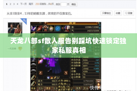 天龙八部sf散人服告别踩坑快速锁定独家私服真相 天龙八部sf散人服告别踩坑快速锁定独家私服真相