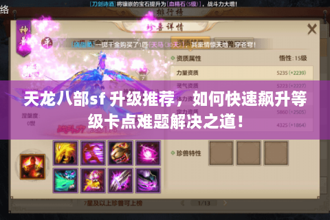 天龙八部sf 升级推荐,如何快速飙升等级卡点难题解决之道! 天龙八部sf 升级推荐,如何快速飙升等级卡点难题解决之道!