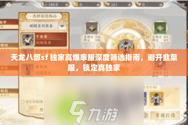 天龙八部sf 独家高爆率服深度筛选指南,避开韭菜服,锁定真独家 天龙八部sf 独家高爆率服深度筛选指南,避开韭菜服,锁定真独家