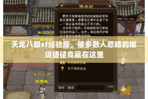 天龙八部sf经验服,被多数人忽略的爆级捷径竟藏在这里 天龙八部sf经验服,被多数人忽略的爆级捷径竟藏在这里