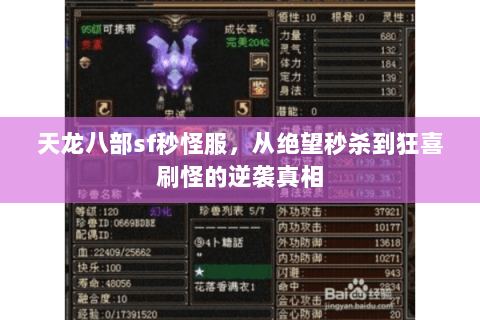 天龙八部sf秒怪服,从绝望秒杀到狂喜刷怪的逆袭真相 天龙八部sf秒怪服,从绝望秒杀到狂喜刷怪的逆袭真相