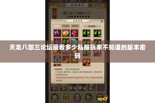 天龙八部三论坛藏着多少私服玩家不知道的版本密码 天龙八部三论坛藏着多少私服玩家不知道的版本密码