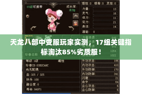 天龙八部中变服玩家实测,17组关键指标淘汰85%劣质服! 天龙八部中变服玩家实测,17组关键指标淘汰85%劣质服!