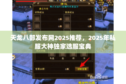 天龙八部发布网2025推荐，2025年私服大神独家选服宝典