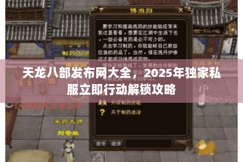 天龙八部发布网大全,2025年独家私服立即行动解锁攻略 天龙八部发布网大全,2025年独家私服立即行动解锁攻略