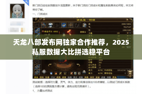 天龙八部发布网独家合作推荐,2025私服数据大比拼选稳平台 天龙八部发布网独家合作推荐,2025私服数据大比拼选稳平台