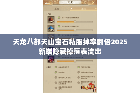 天龙八部天山宝石私服掉率翻倍2025新端隐藏掉落表流出