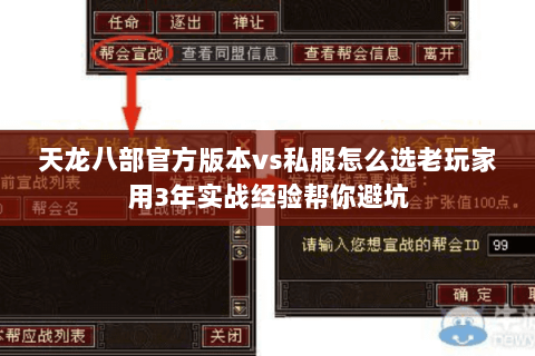 天龙八部官方版本vs私服怎么选老玩家用3年实战经验帮你避坑 天龙八部官方版本vs私服怎么选老玩家用3年实战经验帮你避坑