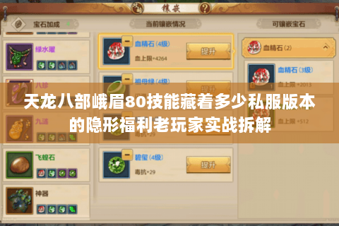 天龙八部峨眉80技能藏着多少私服版本的隐形福利老玩家实战拆解 天龙八部峨眉80技能藏着多少私服版本的隐形福利老玩家实战拆解