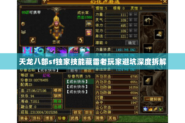 天龙八部sf独家技能藏雷老玩家避坑深度拆解 天龙八部sf独家技能藏雷老玩家避坑深度拆解