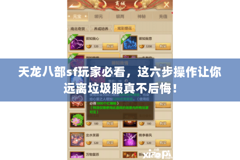 天龙八部sf玩家必看，这六步操作让你远离垃圾服真不后悔！