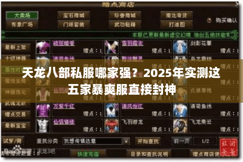 天龙八部私服哪家强?2025年实测这五家暴爽服直接封神 天龙八部私服哪家强?2025年实测这五家暴爽服直接封神