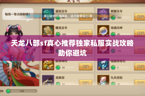 天龙八部sf真心推荐独家私服实战攻略助你避坑 天龙八部sf真心推荐独家私服实战攻略助你避坑