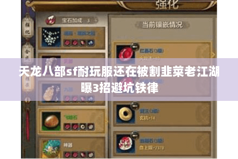 天龙八部sf耐玩服还在被割韭菜老江湖曝3招避坑铁律 天龙八部sf耐玩服还在被割韭菜老江湖曝3招避坑铁律