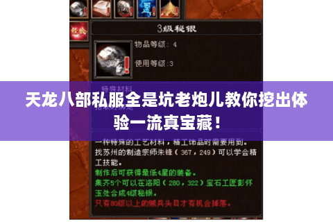 天龙八部私服全是坑老炮儿教你挖出体验一流真宝藏! 天龙八部私服全是坑老炮儿教你挖出体验一流真宝藏!