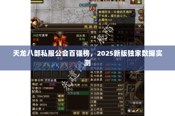天龙八部私服公会百强榜,2025新版独家数据实测 天龙八部私服公会百强榜,2025新版独家数据实测