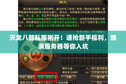 天龙八部私服刚开!速抢新手福利,爆满服务器等你入坑 天龙八部私服刚开!速抢新手福利,爆满服务器等你入坑