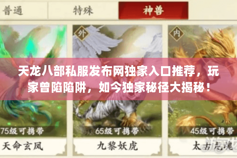天龙八部私服发布网独家入口推荐,玩家曾陷陷阱,如今独家秘径大揭秘! 天龙八部私服发布网独家入口推荐,玩家曾陷陷阱,如今独家秘径大揭秘!