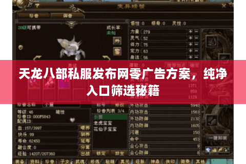 天龙八部私服发布网零广告方案,纯净入口筛选秘籍 天龙八部私服发布网零广告方案,纯净入口筛选秘籍