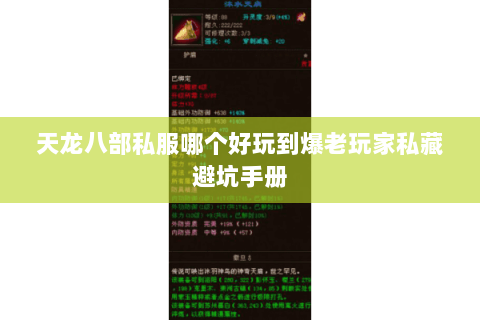 天龙八部私服哪个好玩到爆老玩家私藏避坑手册 天龙八部私服哪个好玩到爆老玩家私藏避坑手册