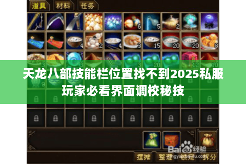 天龙八部技能栏位置找不到2025私服玩家必看界面调校秘技