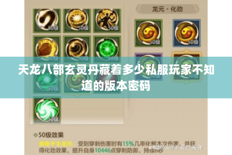 天龙八部玄灵丹藏着多少私服玩家不知道的版本密码 天龙八部玄灵丹藏着多少私服玩家不知道的版本密码