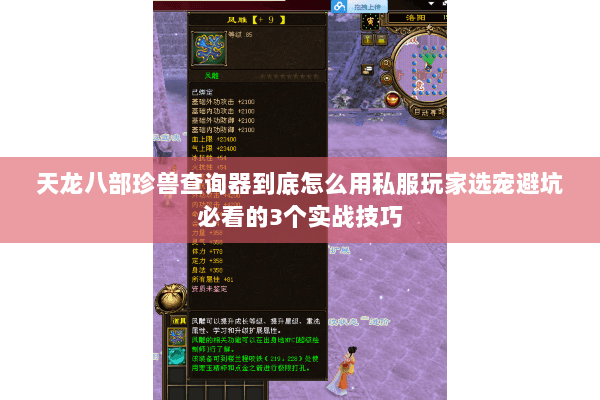 天龙八部珍兽查询器到底怎么用私服玩家选宠避坑必看的3个实战技巧 天龙八部珍兽查询器到底怎么用私服玩家选宠避坑必看的3个实战技巧