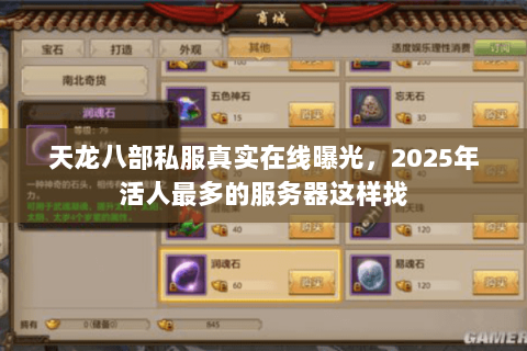 天龙八部私服真实在线曝光,2025年活人最多的服务器这样找 天龙八部私服真实在线曝光,2025年活人最多的服务器这样找