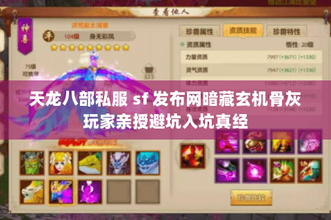 天龙八部私服 sf 发布网暗藏玄机骨灰玩家亲授避坑入坑真经