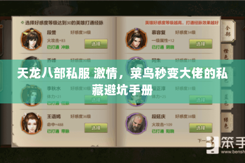 天龙八部私服 激情,菜鸟秒变大佬的私藏避坑手册 天龙八部私服 激情,菜鸟秒变大佬的私藏避坑手册