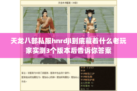 天龙八部私服hnrdjl到底藏着什么老玩家实测3个版本后告诉你答案 天龙八部私服hnrdjl到底藏着什么老玩家实测3个版本后告诉你答案