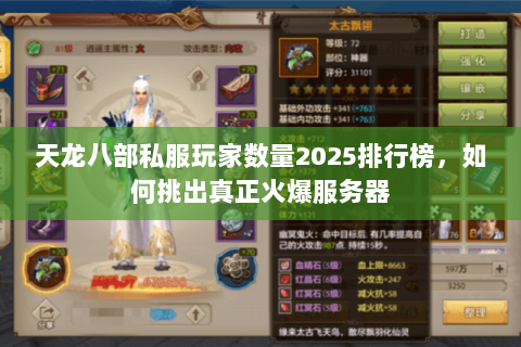 天龙八部私服玩家数量2025排行榜,如何挑出真正火爆服务器 天龙八部私服玩家数量2025排行榜,如何挑出真正火爆服务器