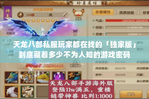 天龙八部私服玩家都在找的「独家版」到底藏着多少不为人知的游戏密码