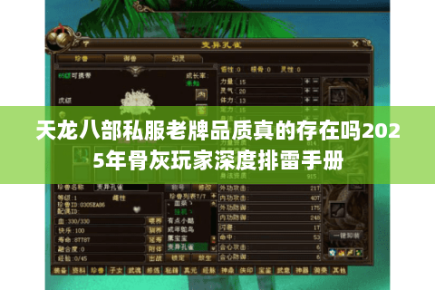 天龙八部私服老牌品质真的存在吗2025年骨灰玩家深度排雷手册 天龙八部私服老牌品质真的存在吗2025年骨灰玩家深度排雷手册