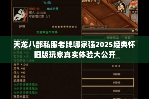 天龙八部私服老牌哪家强2025经典怀旧版玩家真实体验大公开 天龙八部私服老牌哪家强2025经典怀旧版玩家真实体验大公开