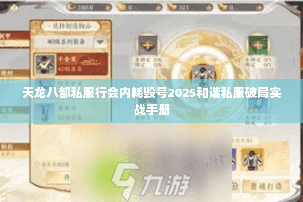 天龙八部私服行会内耗毁号2025和谐私服破局实战手册 天龙八部私服行会内耗毁号2025和谐私服破局实战手册