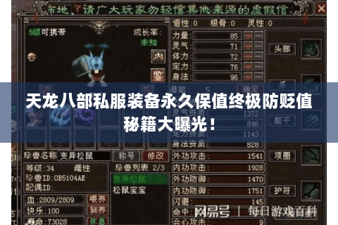 天龙八部私服装备永久保值终极防贬值秘籍大曝光! 天龙八部私服装备永久保值终极防贬值秘籍大曝光!