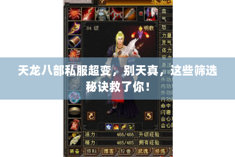 天龙八部私服超变,别天真,这些筛选秘诀救了你! 天龙八部私服超变,别天真,这些筛选秘诀救了你!